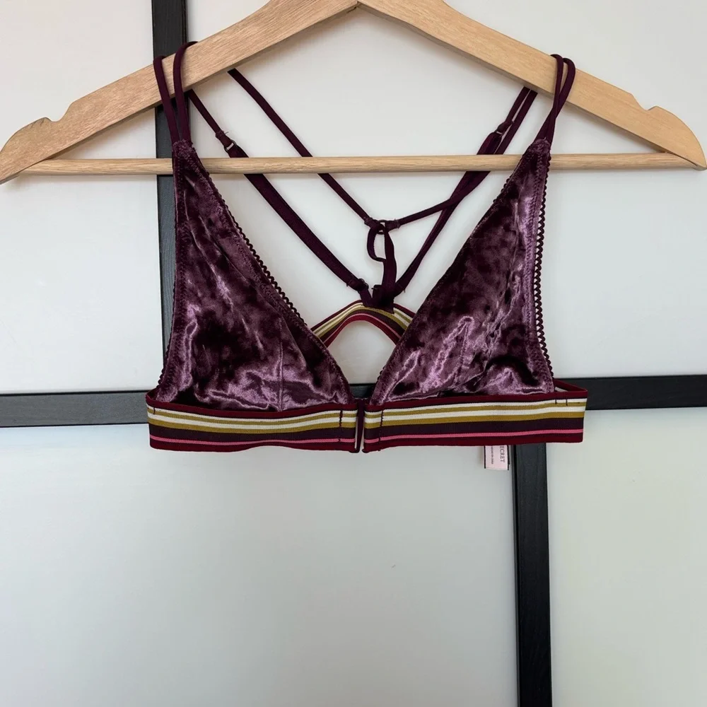 Victoria's Secret ‎ Unlined Strappy Triangle Velvet Bralette Bra Stripes Size XS